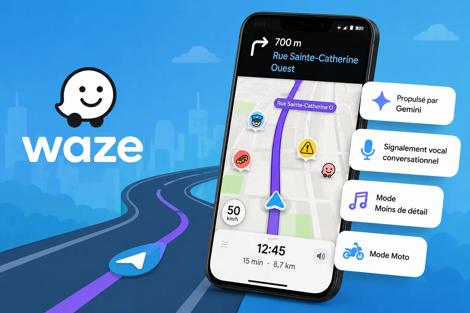 Waze ajoute des fonctions de personnalisation et l'IA Gemini